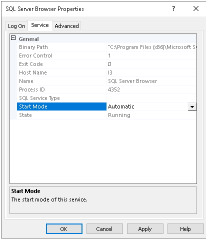 SQL Server Browser Properities